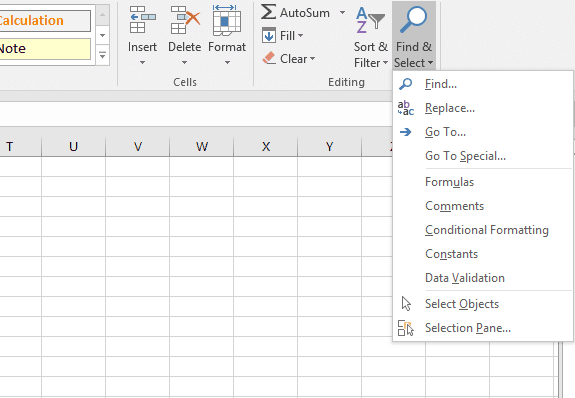 Step 2: Open the "Go To Special" Dialog Box