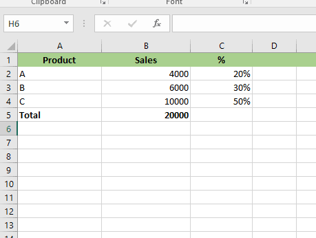Percentage Formula in Excel 