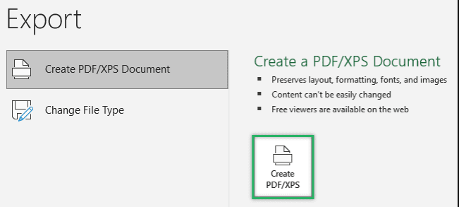 Step 4: Now click Create PDF/XPS.