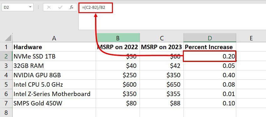 5 Ways to Calculate Percentage Increase in Microsoft Excel