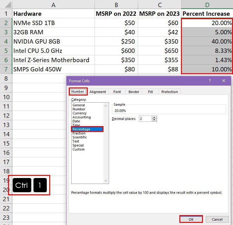 5 Ways to Calculate Percentage Increase in Microsoft Excel