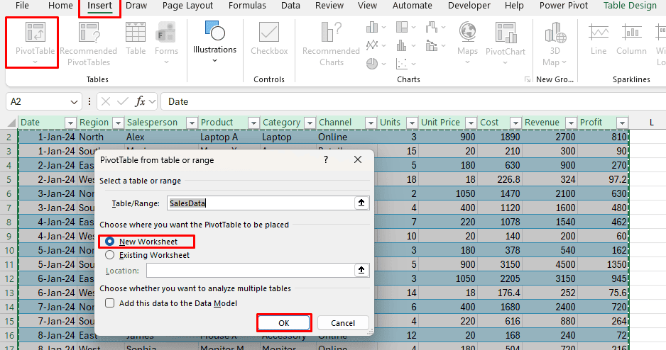 How to Create a Sales Dashboard in Excel