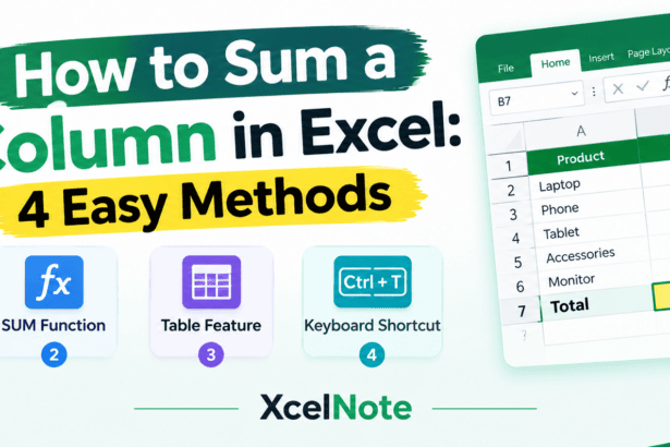 How to Sum a Column in Excel: 4 Easy Methods