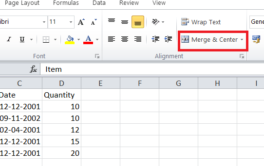 How to merge cells in excel