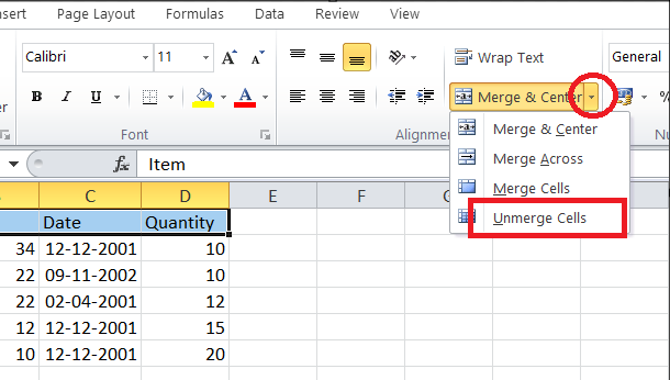 How to merge cells in excel