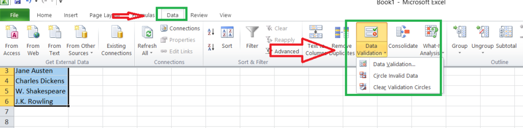 How to create drop down list in excel