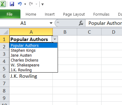 How to create drop down list in excel