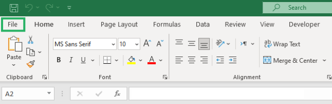 Step 2: Go to the File Tab.
