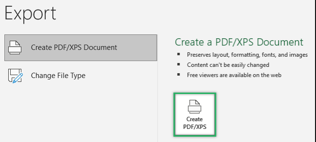 Step 4: Now click Create PDF/XPS.