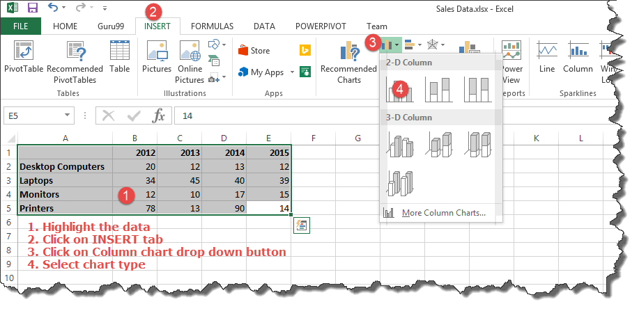Create Charts in Excel