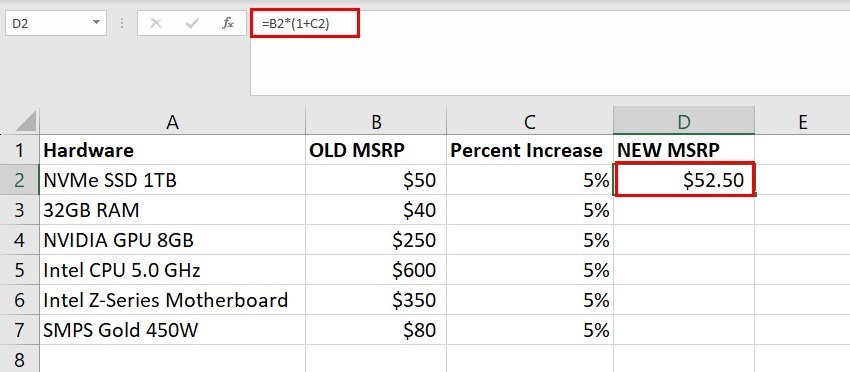 5 Ways to Calculate Percentage Increase in Microsoft Excel
