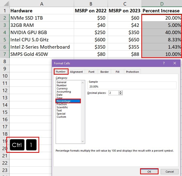 5 Ways to Calculate Percentage Increase in Microsoft Excel
