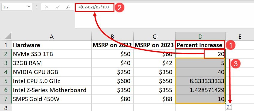 5 Ways to Calculate Percentage Increase in Microsoft Excel